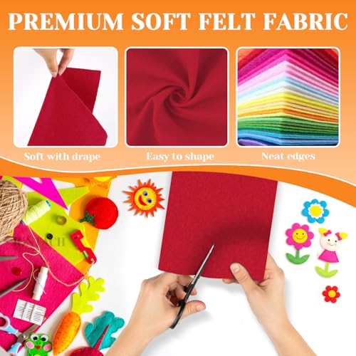 IONTACH 9" X 12" Felt Fabric Sheets 1.6mm Thick (12 Packs, Red) - color: Red