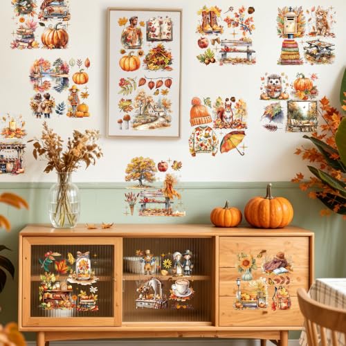 16 Pcs Fall Chinoiserie Rub-On Transfers for Furniture & Crafts - style: Fall Chinoiserie