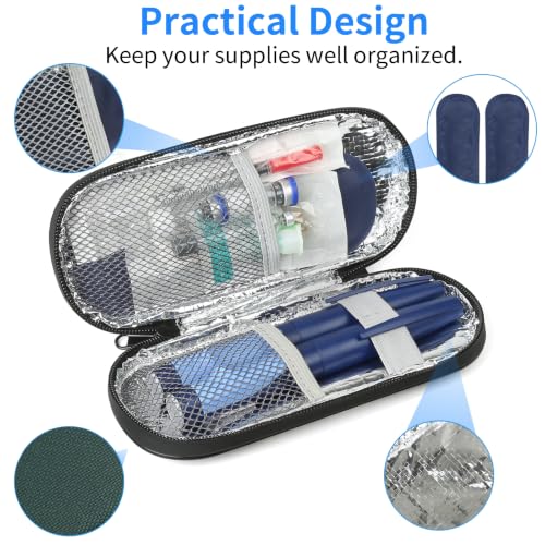 Insulin Pen Cooler Travel Case with 2 Reusable TSA Approved Ice Packs, Diabetic Medication Insulated Cooler Bag for Insulin Pens and Other Diabetic Supplies Storage Dark Green - color: Dark Green