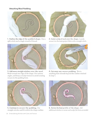 Embroidering Animals with Color and Texture: 25 Cute Critters with Pop-Up Details and Stumpwork (Landauer) Full-Size Embroidery Patterns, Beginner to Advanced Projects, Diagrams, and Step-by-Step