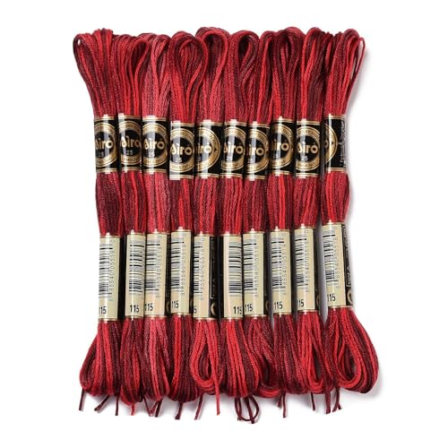 FASHEWELRY 10 Skeins Dark Red Embroidery Floss Friendship Bracelet String Threads 6-Ply 0.5mm Cross Stitch Embroidery Thread for Sewing Bracelet Making Stitching Crafts - color: Dark Red, size: 0.5mm