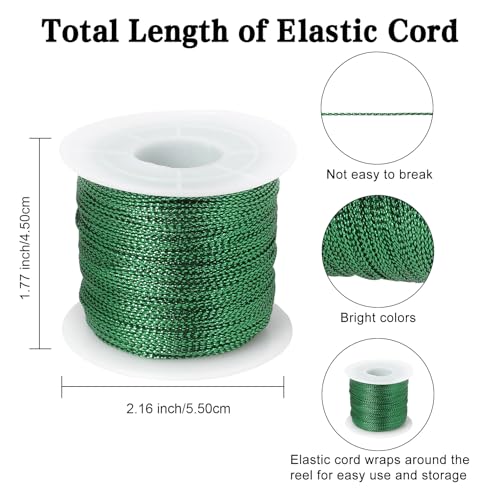 Metallic Cord 218 Yards 1mm Green String Twine Metallic Tinsel Thin Ribbon Rope Green Thread String for Crafts Bracelet Necklace Jewelry Making Gift Wrapping Christmas Ornaments Hanging Decor 2 Roll - style: green