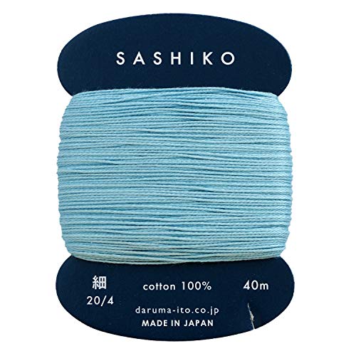 Yokota Daruma Sashiko Thread Single and Variegated Color (Water Blue, Thin 40M Card) - color: Water blue