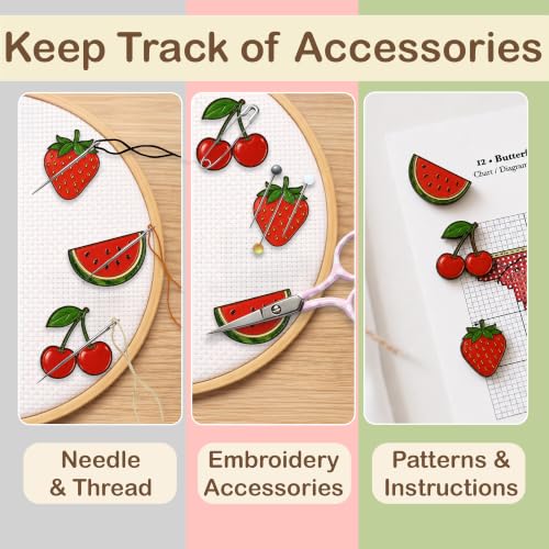 Kraftex Magnetic Needle Minder. Needleminder for Embroidery & Sewing. Cute Needlepoint Accessories. Magnetic Needle Holder for Cross Stitch. Cute Magnet Pin Gift - color: Fruits SCW