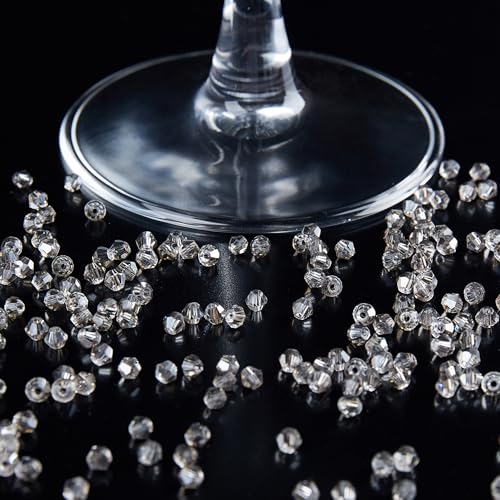 1200PCS 3mm Bicone Crystal Glass Beads for Jewelry Making, Sparkling Mini Beads for Suncatchers, DIY Bracelets & Craft Projects (Grey) - color: Grey, size: 3MM 1200Pcs