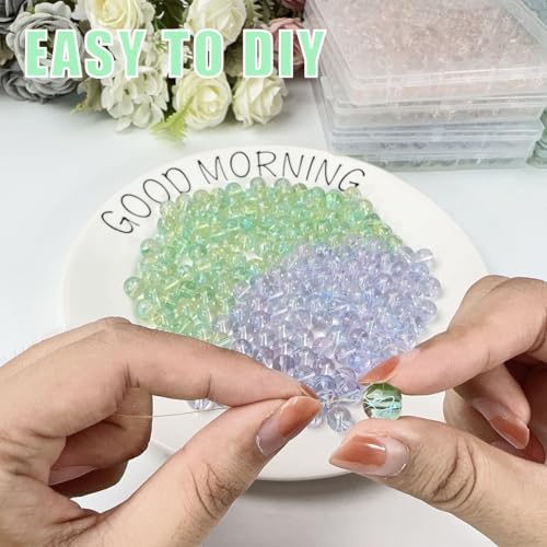 10mm Hand-Drawn Glass Beads Bulk 160pcs Green Purple Round - color: Green&Purple 10mm