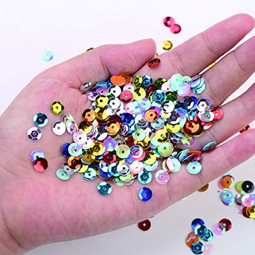DIYASY 9800 Pcs 6MM Bulk Loose Sequins, Round Embroidery Sequins Cup Craft Sequin with Holes for DIY 22 Colors
