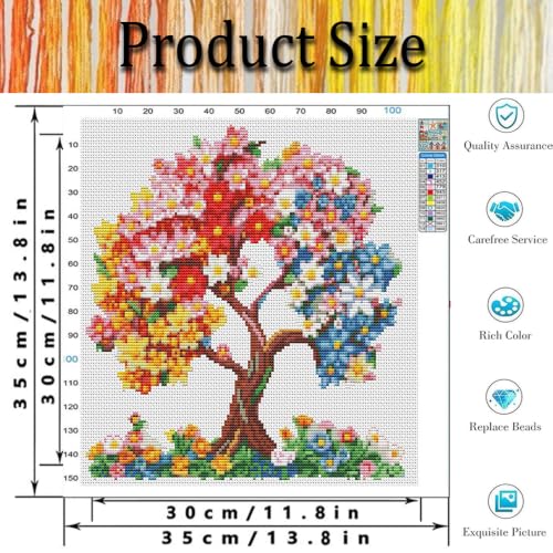Tree of Life Flower Christmas Stamped Cross Stitch Kits for Adults Beginner - color: Flower Tree Cross Stitch Kits