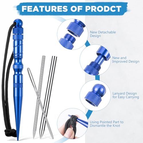 Shimeyao 12 Pcs 2026 Update Paracord FID Knotter Tools Set, Blue - color: blue
