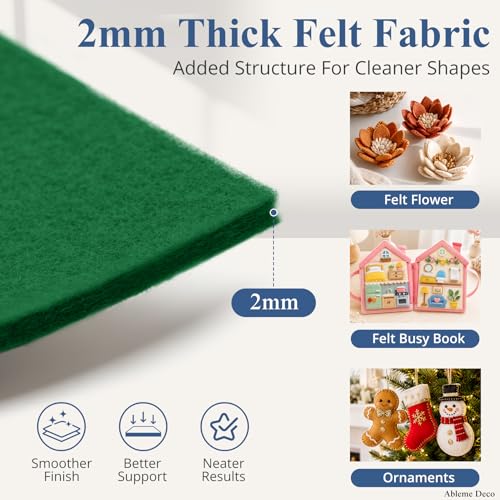 12"x12" Felt Sheets for Crafts, 2mm Stiff Felt Fabric (12 Pcs) Kelly Green - color: Kelly Green