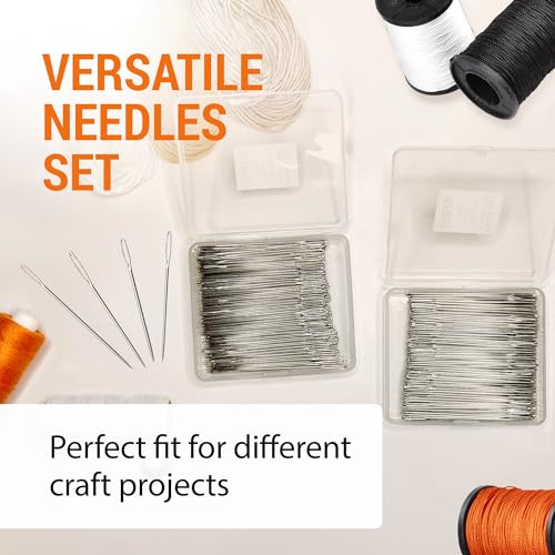 VONEEDL 500 PCS Large Eye Heavy Duty Sewing Needles - Bulk Set of 2.4 inch Big Eye Embroidery Needles - Easy to Thread Quilting Needles - style: 2.4 inches