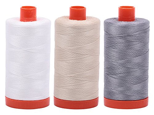 Bundle of Aurifil 50wt Egyptian Cotton Thread, Large 1422 yard Spools, with and without Aurifil Empty Thread Case 12 Spool Capacity (3 Spool Bundles, 2021 2310 2605) - color: 2021 2310 2605