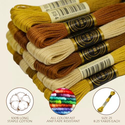 Premium Rainbow Color Embroidery Floss - Cross Stitch Threads - Friendship Bracelets Floss - Crafts Floss - 14 Skeins Per Pack Embroidery Floss, Gold Gradient - color: Gold Gradient