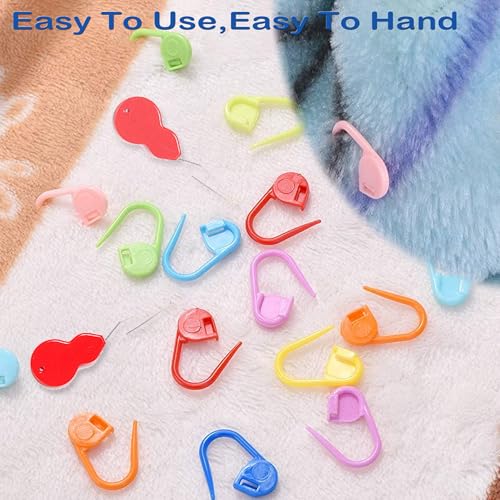 17 Pcs Sewing Knitting Kits, 9 Pcs Large-Eye Blunt Yarn Needles, 2 Pcs Needle Threader, 6 Pcs Colorful Knitting Crochet Locking Counter Stitch Needle, Suitable for Crochet Project - color: 17 PCS