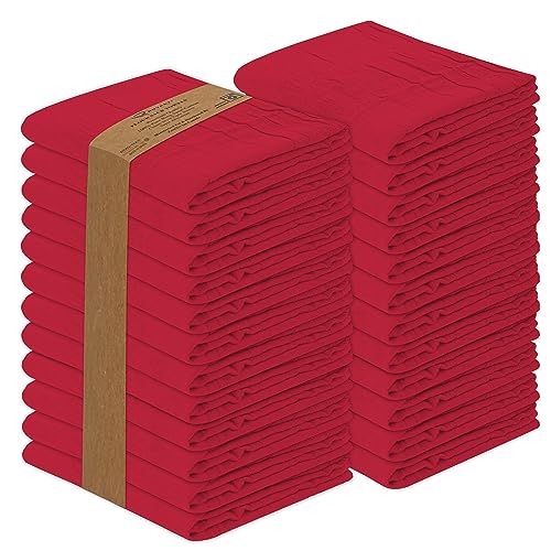 RUVANTI Flour Sack Towels 24 Pack 28”x28”, 100% Cotton Ring Spun – Red - color: Red, size: 24 Pack