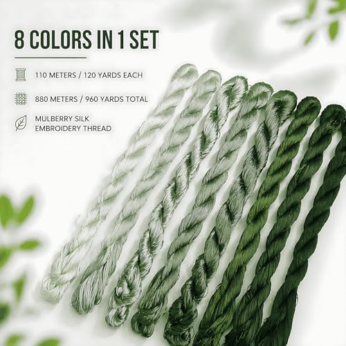 Natural 100% Silk Thread, Handmade Embroidery Thread Silk Floss 8 Colors 110m Each (98) - color: 98