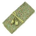 SmilerSmile Jewelry Travel Bag Embroidery Travel Jewelry Organizer with Tie Close Embroidered Flower Jewelry Roll for Women Girls (Flower Green) - color: Flower Green