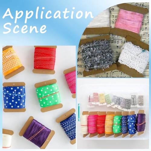 SUNNYCLUE 50Pcs Cardboard Spool Bulk Flat Thread Bobbin Kraft Paper Floss Embroidery Ribbon Holder Yarn Cords Line Strings Organizers Card Strings Bobbins for Crafting Cross Stitch DIY Sewing Storage