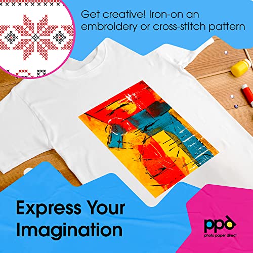 PPD 10 Sheets 8.5x11" Iron-on Heat Transfer Vinyl Paper Light Fabrics - size: 8.5 x 11, style: Light (10 Sheets)