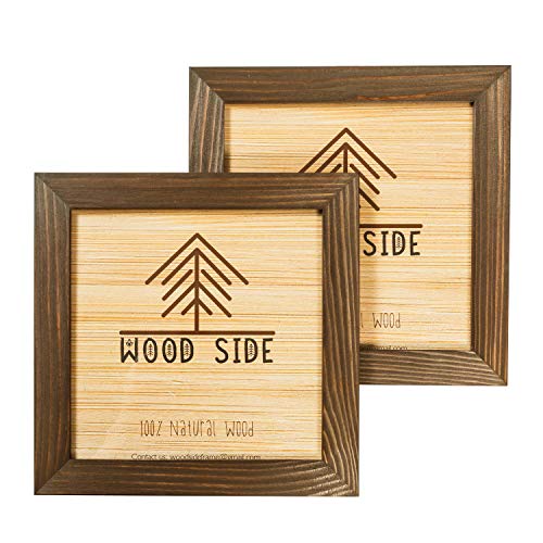 Rustic Wooden Square Picture Frames 8x8 - Set of 2-100% Natural Solid Eco Wood with Real Glass for Wall Mounting and Tabletop Photo Frame - Brown Wenge - color: Brown Wenge