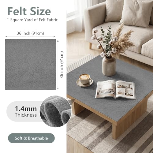 Dark Gray Soft Felt Sheet 36'' X 36'', 1.4mm Felt Fabric Sheet for Crafts - color: Dark Gray