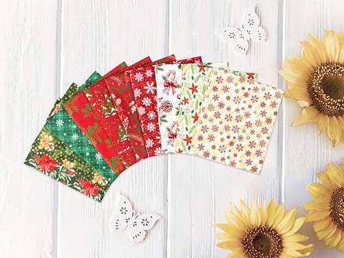 Craftido -25 Options- 100% Cotton Quilting Fabric Bundles 10pcs Fat Quarters 18”x21”-Medium Weight 5.2 oz- Soft Cotton for Quilting, Sewing Project, Patchwork, DIY Crafts – Winter Christmas - color: Winter Christmas