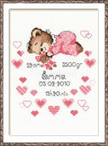 RIOLIS 1123 Girls Birth Announcement Counted Cross Stitch Kit 7 x 9.5 in - style: Girls Birth Announcement 1123