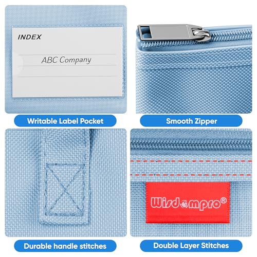 Wisdompro 14.1×11" Mesh Zipper Pouch with Handle, 3 Pockets File Bag-Blue - color: Blue