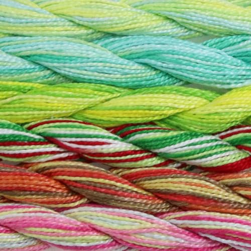 KCS 162 Yards Mercerized Pearl Cotton Crochet Needlepoint Thread,Size 5,6 skeins,Color Variegated 03 - color: 6 Color variegated 03, size: 6 skeins