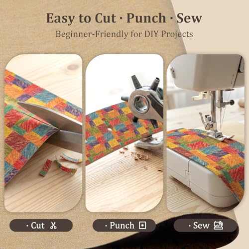SorenCut Cork Fabric Roll 12 x 52 Inch – Colorful Squares Print Cork Leather Fabric for Earrings, Bow Making, Bags, Wallets & DIY Sewing Projects – Vegan Leather Alternative Craft Sheet - color: Colorful Squares