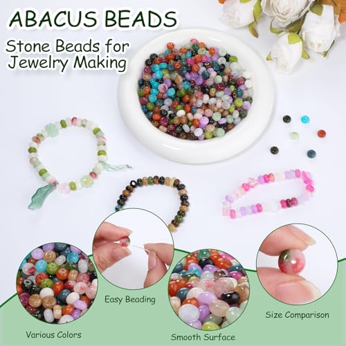 5x8mm 100Pcs Natural Map Jasper Rondelle Beads for Jewelry Making Loose Spacer Abacus Disk Beads Gemstone for Bracelets Necklace DIY Crafts - color: Map Jasper