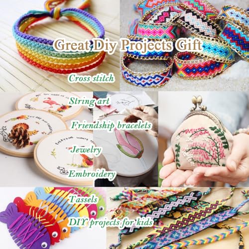 Premium Rainbow Color Embroidery Floss - Cross Stitch Threads - Friendship Bracelets Floss - Crafts Floss - 12 Skeins Per Pack Embroidery Floss,Green-Purple Gradient - color: Green-Purple Gradient
