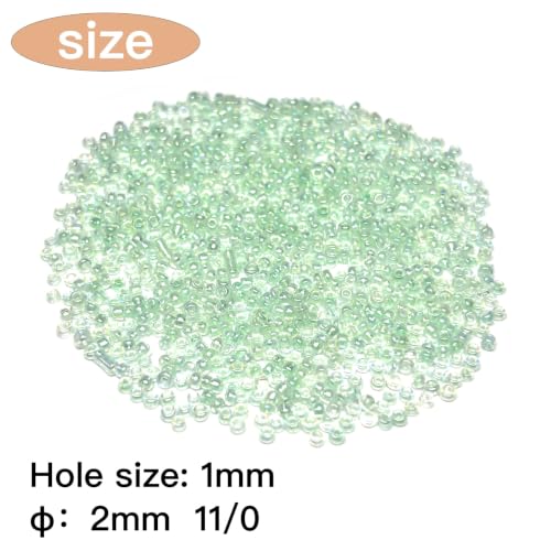 GLRXMX 2100Pcs Glass Beads 2mm Round Seed Beads for Jewelry Making - color: Mint