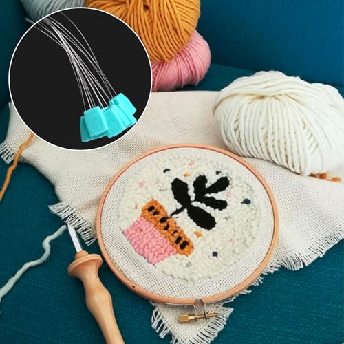 Pndeyo 8pcs 7.87" Long Punch Needle Threaders, Punch Needle Threading Tool, Stitching Needle Threader Sewing Accessories for Embroidery Cross Stitch DIY Crafts - color: 7.87" Long-Blue