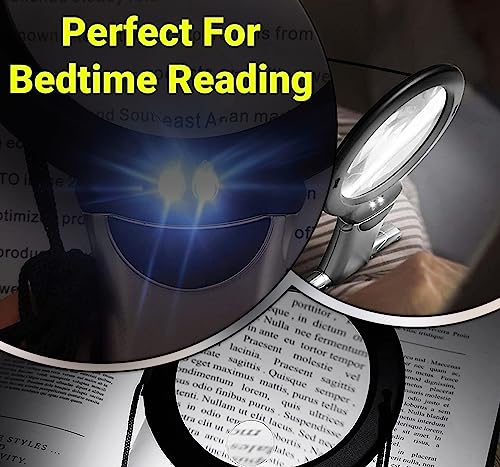 2X Hands Free Chest Rest LED Magnifier for Reading with 6X Spot Magnifying Glasses with Light for Sewing, Hobbies, Crafters, and DIY Projects – Adjustable Stand and Neck Cord for Seniors