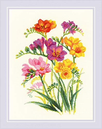 RIOLIS 1821 Fragrant Freesia Counted Cross Stitch Kit 9.75 x 13 in