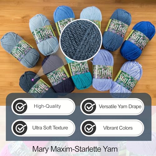 Mary Maxim Starlette Yarn, Soft Acrylic Yarn, 3.5 OZ, 180 Yards, Dark Azure - color: Dark Azure