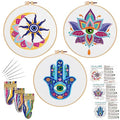 Louise Maelys 3 Pack Tarot Evil Eye Embroidery Kit for Beginners DIY Craft - color: kit-8