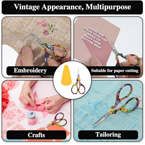 2 Pcs Embroidery Scissors Sharp Crafting Scissors, Black Flower