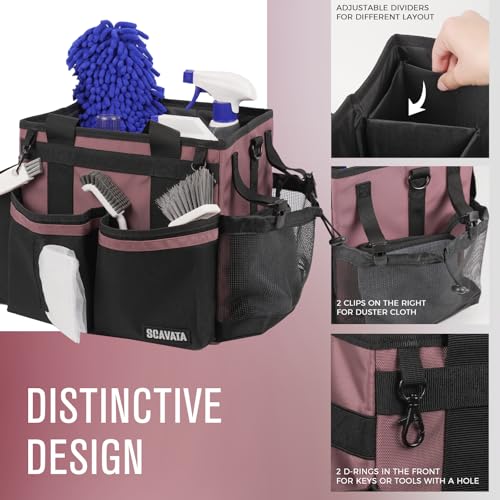 SCAVATA Compact Wearable Cleaning Caddy with Handle & Shoulder Straps - color: LotusPink