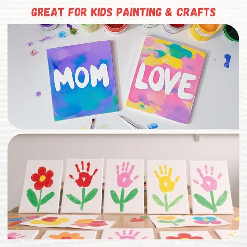 Simetufy 12 Pack 5x7 Inch Small Flat Canvas Boards for Kids Painting - size: 5"x7"
