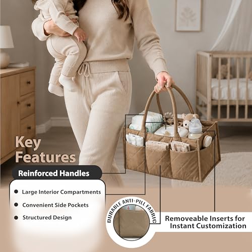 Baby Diaper Caddy Organizer, Khaki - color: Khaki