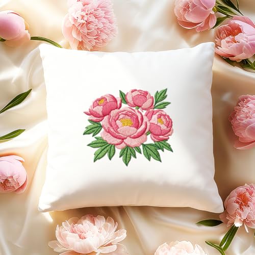 ORIGACH 4 Sheets 16 Pcs Water Soluble Embroidery Patterns Stabilizers - Pre-Printed Blooming Peony Bouquet Designs - Stick & Stitch Embroidery Paper for Hand Sewing Lovers - color: Blooming Peony Bouquet