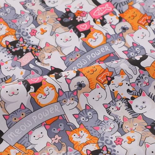 Lemon Fish Cat Print Cotton Fabric Fat Quarter Bundles - Soft Quilting Fabric Material for Sewing, Crafts, Pet, Bags, Upholstery, and Doll Clothes, 6 pcs 15.7" x 19.7" Pre Cut - color: Cartoon