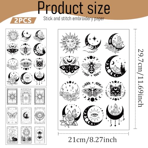 VISSTREE Water Soluble Embroidery Patterns, Mystery Stick and Stitch Paper - size: Mystery