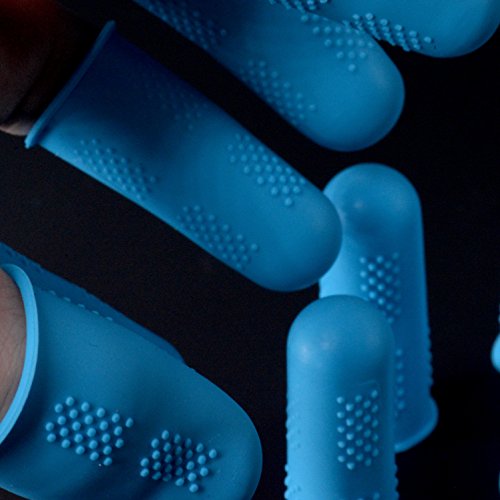 Finger Protectors [Flex Series - 9-Pack] Silicone Non-Stick Covers [Small (3) / Medium (3) / Large (3)] - for Hot Glue/Sewing/Wax/Rosin/Resin/Honey/Adhesives/Scrapbooking - color: Finger Protectors - Blue [9 Pack]