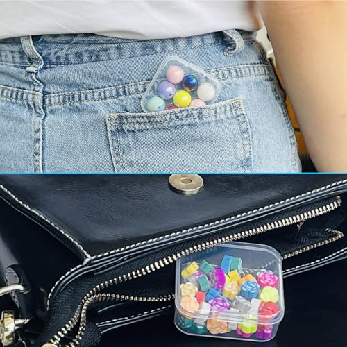 Bead Organizer Box, 60pcs Small Clear Plastic Storage Containers, Craft Storage Box Features Hinged Lid and Labels, Mini Boxes for Bracelets, Jewelry, Diamonds, Clay Beads, Screws, Seeds, Small Parts - size: 2 Pack 60 Pcs