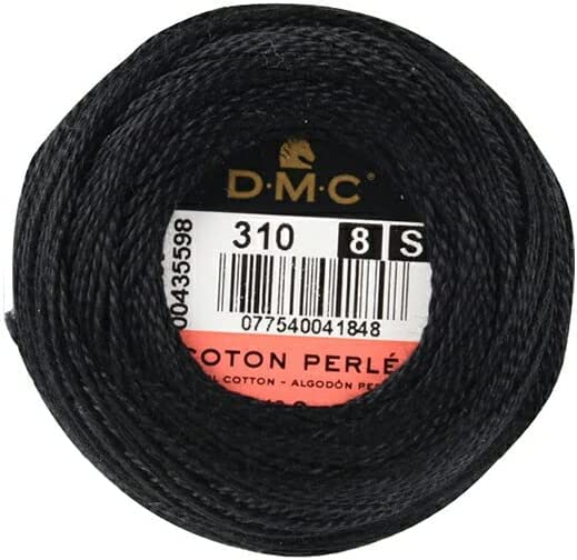 DMC Pearl Cotton Black Thread Balls-3 Packs, Size 8, DMC 116 8-310, 95 Yards,% 100 Cotton, INCELER Bundles - color: Black 3 Packs