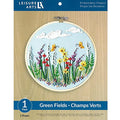 LEISURE ARTS Embroidery Kit for Beginners - Green Fields - Cross Stitch Kit for Adults - Includes 8'' Hoop & Pattern