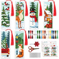 ACRNIGHEET 6PCS Cross Stitch Bookmark Kit (Winter Forest Pattern) - style: Winter Forest with Tassel